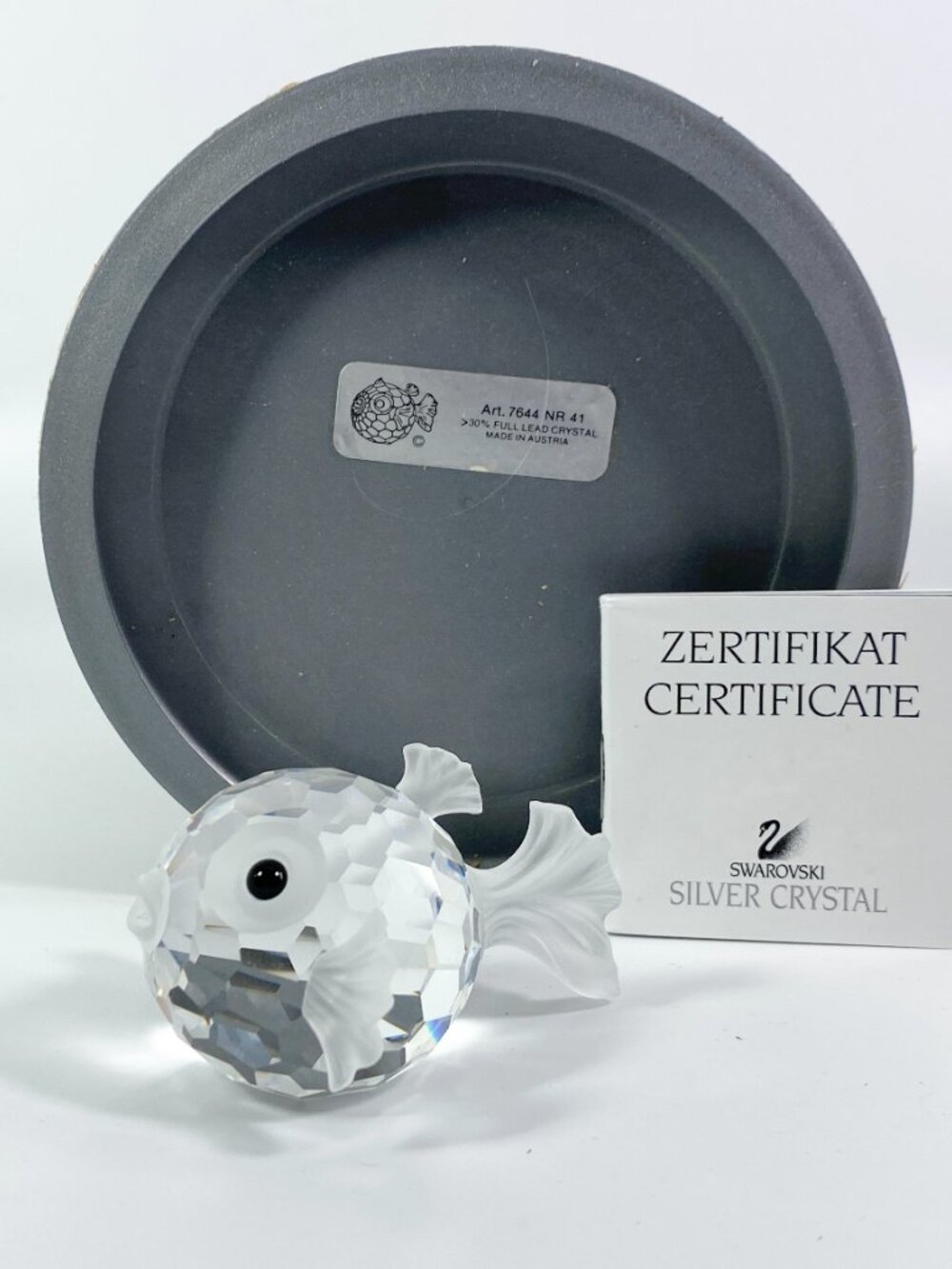 Swarovski Crystal Large Puffer fish Blowfish approx 2-1/2" Original Box CoA